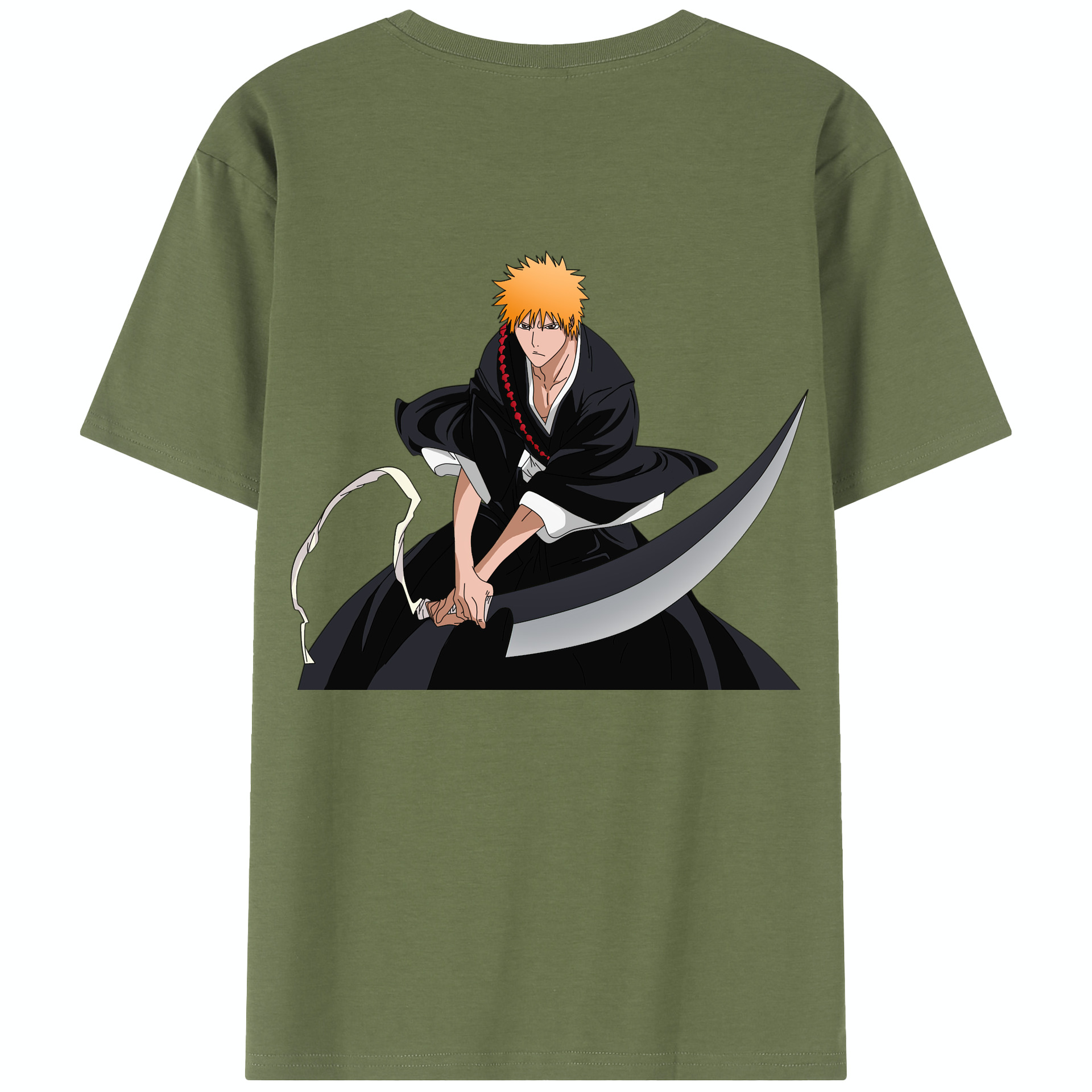 （画像用） ブリーチ 黒崎一護（くろさき いちご）BLEACH Kurosaki Ichigo 綿100％半袖Tシャツ（背面プリント）